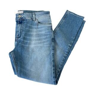 ASOS Mid Rise Jeans NEW Plus Sz 16 Waist 34 Women Stretch Ankle Med Wash Blue